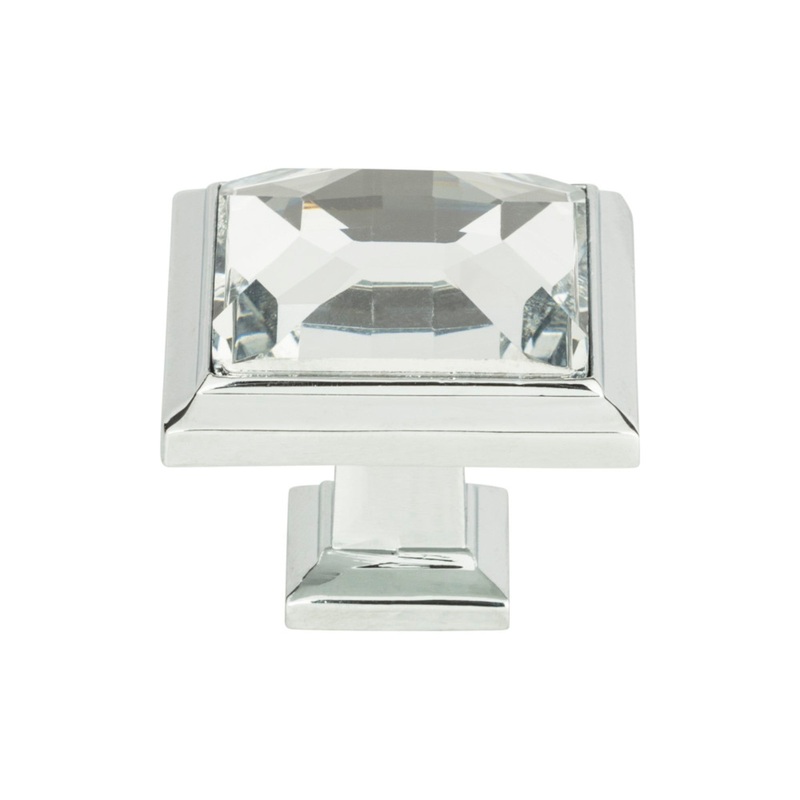 ATLAS 340-CH Legacy Crystal 1 5/16" Length Square Knob - Polished Chrome