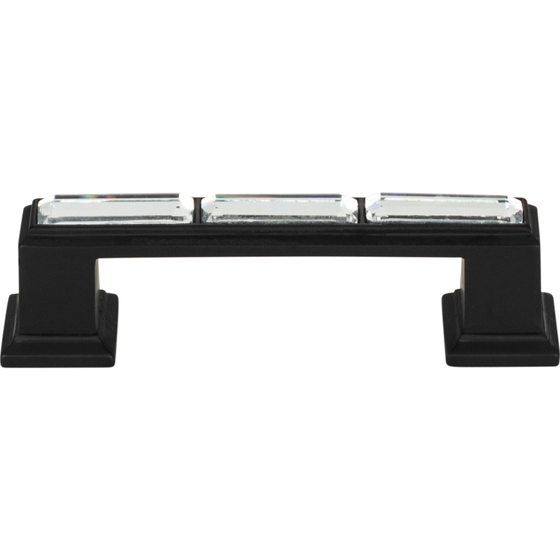 ATLAS 341-BL Legacy Crystal 3" Center to Center Bar Pull - Matte Black
