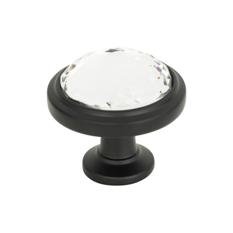 ATLAS 343-BL Legacy Crystal 1 5/16" Diameter Round Knob - Matte Black